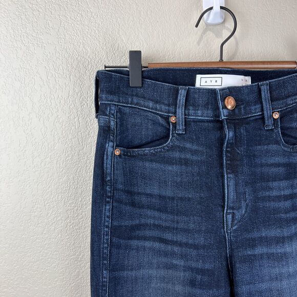 Ayr‎ Jeans Women 28 The Riser Dark Wash High Rise Skinny Jeans Raw Hem - Picture 2 of 14